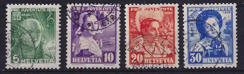 Schweiz 1936 Pro Juventute Trachten, H. G. Nägeli Mi.-Nr. 306-309 gestempelt