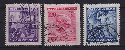 Böhmen und Mähren 1943 Richard Wagner Mi.-Nr. 128-130 gestempelt