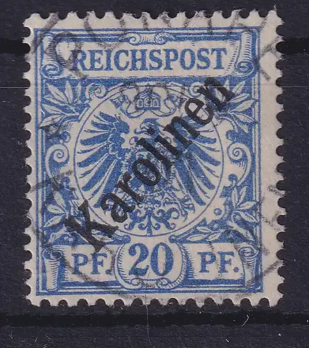 Dt. Kolonien Karolinen 1899 20Pfg diagonaler Aufdruck Mi.-Nr. 4 I mit O PONAPE