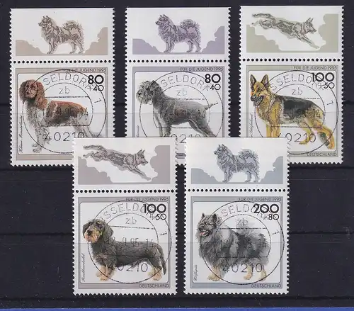 Bund Jugend 1995 Hunde Mi.-Nr. 1797-1801 Satz mit Vollstempeln DÜSSELDORF