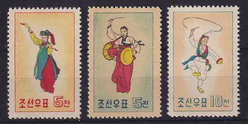 Nordkorea 1960 Volksmusik und Volkstanz Mi.-Nr. 213-215 (*)
