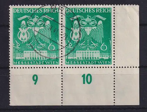 Dt. Reich Messestadt Wien Mi.-Nr. 769 Eckrandpaar UR gestempelt BRÜX