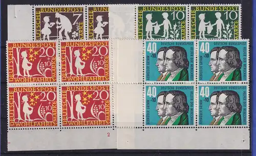 Bund 1959 Brüder Grimm Mi.-Nr. 322-325 untere Eckrandviererblocks postfrisch **