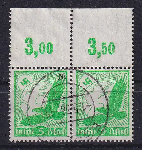 Deutsches Reich 1934 Flugpostmarke 5 Pf Mi.-Nr. 529 Oberrandpaar gestempelt