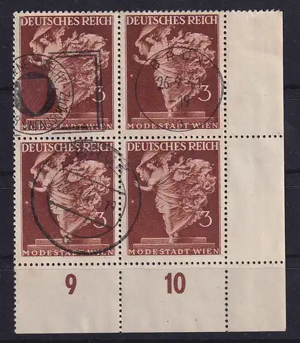 Dt. Reich 1941 Modestadt Wien Mi.-Nr. 768 Eckrandviererblock UR O BRÜX