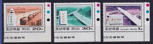Nordkorea 2000 Brückenbauwerke Mi.-Nr. 4350-4352 Eckrandstücke UR postfrisch **