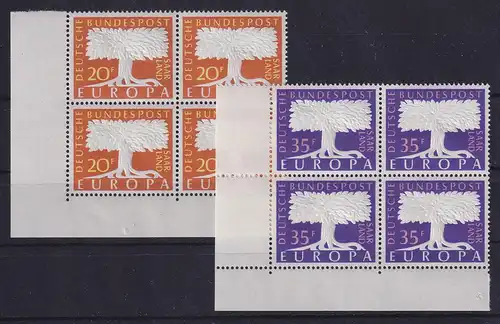Saarland 1957 Europa Mi.-Nr. 402-403 Eckrandviererblocks UL postfrisch **