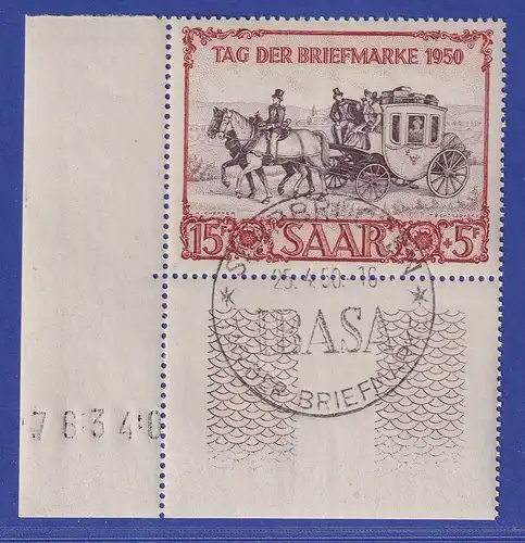 Saarland 1950 Tag der Briefmarke IBASA Mi-Nr. 291 Eckrandstück UL gestempelt