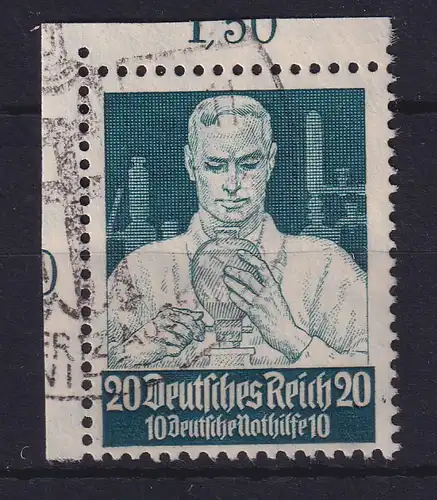 Dt. Reich 1934 Nothilfe - Forscher Mi.-Nr. 562 aus der linken oberen Bogenecke O