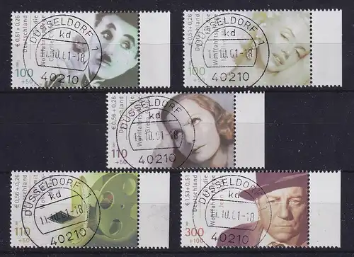 Bund 2001 Filmschauspieler Mi.-Nr. 2218-2222 Satz mit Vollstempeln DÜSSELDORF