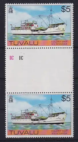 Tuvalu 1976 Kolonieschiff Nivanga Mi.-Nr. 37 X Zwischenstegpaar postfrisch **