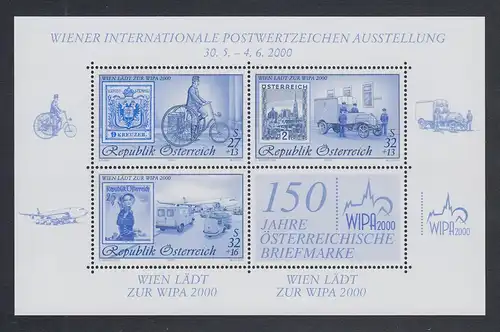 Österreich 2000 WIPA 2000 Wien Mi.-Nr. Block 14 Blaudruck **