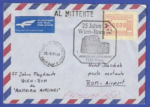 Österreich FRAMA-ATM Nr. 1 Wert 6.00 auf LP-Brief So-O 25 Jahre Wien-Rom -> Rom