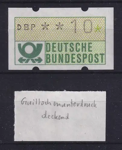 Deutschland ATM Mi.-Nr. 1.1 Guillocheunterdruck grün/orange exakt deckend !
