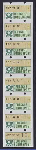 Deutschland ATM Mi.-Nr. 1.1  zusammenhängender 8er-Streifen Teildrucke **
