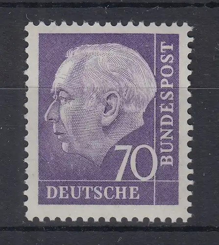 Bund Theodor Heuss 70 Pfg Wasserzeichen spiegelverkehrt  Mi.-Nr. 263Z **