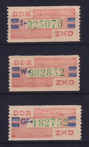 DDR Dienstmarken B Mi.-Nr. 27 S, W und GF Schwerin, Neubrandenburg, Suhl **
