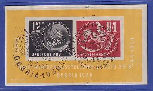 DDR 1950 Briefmarkenausstellung DEBRIA Mi.-Nr Block 7 mit Sonder-O LEIPZIG