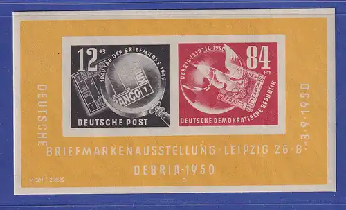 DDR 1950 Briefmarkenausstellung DEBRIA Mi.-Nr Block 7 ungebraucht *