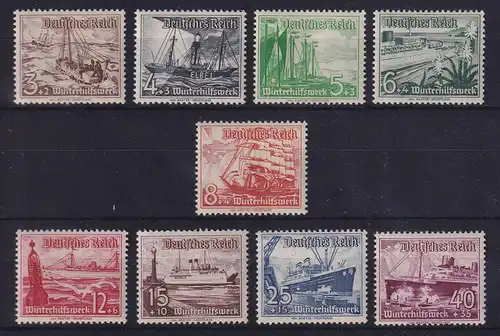 Dt. Reich 1937 Winterhilfswerk Schiffe Mi.-Nr. 651-659 postfrisch **