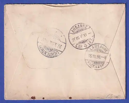 Österreich Brief von Iglau nach Lausanne, nachgesandt nach Lichtenthal 1898