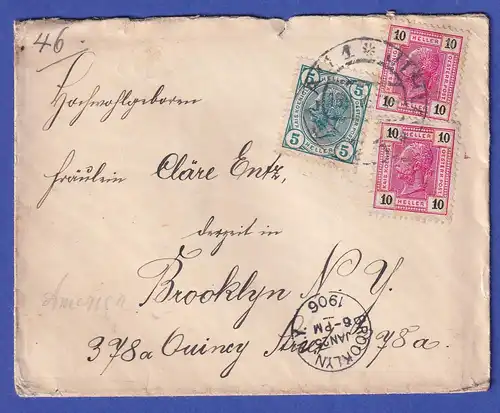 Österreich Brief von Iglau nach New York 1906