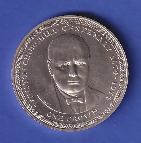 Isle of Man Silbermünze 1 Crown Winston Churchill 1974