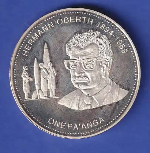 Tonga Silbermünze 1 Pa'anga Hermann Oberth 1993 PP