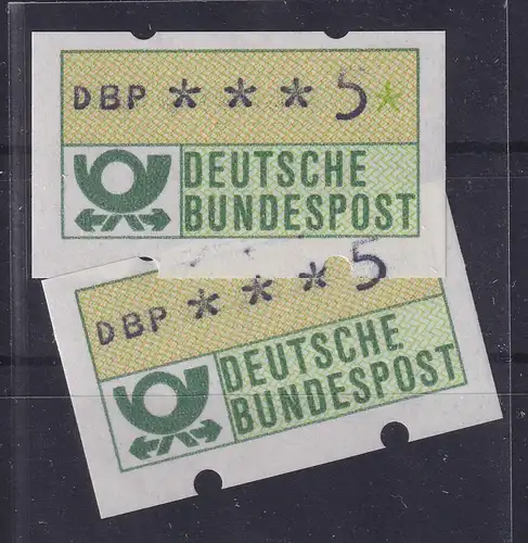 Deutschland ATM Mi.-Nr. 1.1 zwei sich ergänzende Doppel- / Teildrucke 5Pfg **
