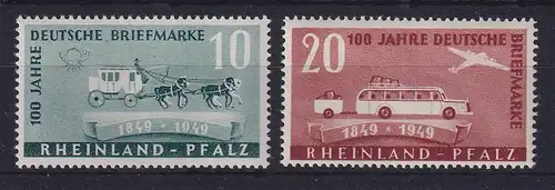 Französische Zone Rheinland-Pfalz 100 Jahre Deutsche Briefmarke Mi.-Nr. 49-50 **