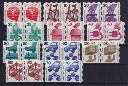 Berlin 1971/1973 Unfallverhütung Mi.-Nr. 402-411, 453 waag. Paare postfrisch ** 