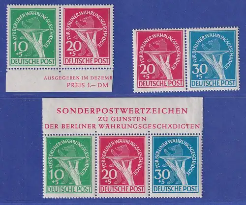 Berlin 1949 Währungsgeschädigte 3 Zusammendrucke aus Block 1 kpl. postfrisch ** 