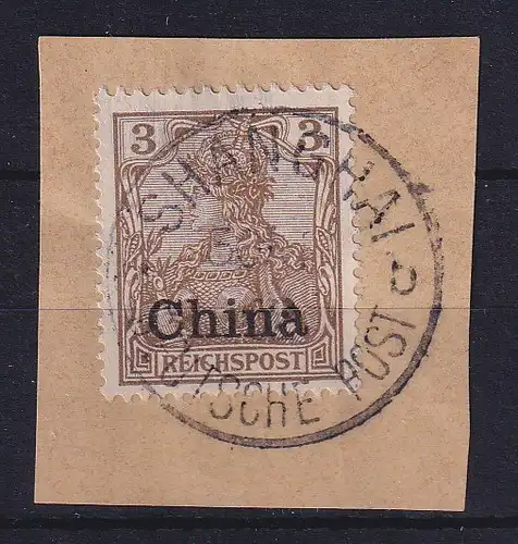 Deutsche Post in China Mi.-Nr. 15 b gestempelt SHANGHAI auf Briefstück