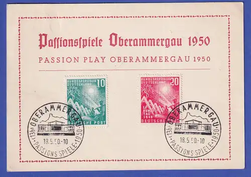 Bund 1950 Postkarte Passionsspiele Oberammergau mit Mi.-Nr. 111-112 mit So.-O