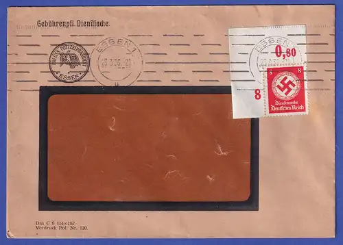 Dt. Reich 1936 Dienstmarke Mi.-Nr. 136  Eckrandstück OL auf Fensterbrief O ESSEN