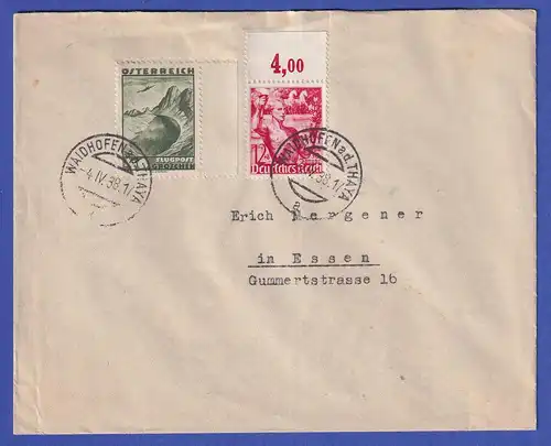 Dt. Reich Ostmark-Beleg 1938 mit Mischfrankatur aus Waidhofen a. d.Thaya