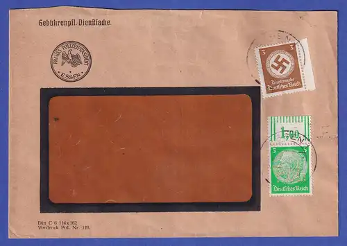 Dt. Reich 1936 Dienstmarke Mi.-Nr.132, Mi.-Nr. 515 m. POL-Lochung a.Fensterbrief