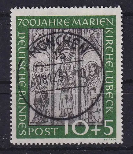 Bund 1951 Marienkirche Lübeck Mi.-Nr.139 ideal zentrisch gestempelt MÜNCHEN