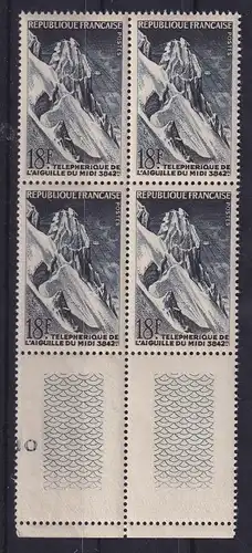 Frankreich 1956 Seilbahn Mi.-Nr. 1107 Unterrandviererblock postfrisch **