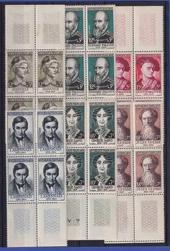 Frankreich 1957 Rotes Kreuz  Mi.-Nr. 1136-1141, Randviererblocks postfrisch **