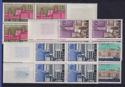 Frankreich 1958 Stadtansichten Mi.-Nr. 1188-1191, Randviererblocks **