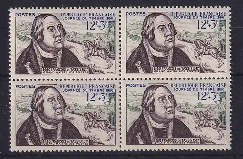 Frankreich 1956 Tag der Briefmarke Franz von Taxis Mi.-Nr. 1082 Viererblock **