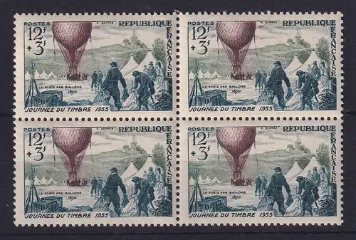 Frankreich 1955 Tag der Briefmarke Mi.-Nr. 1043 Viererblock **