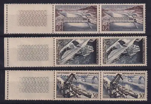 Frankreich 1956 Fortschritt Mi.-Nr. 1106-1108 Seitenrandpaare **