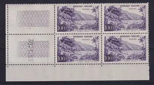 Frankreich 1959 Guadeloupe Mi.-Nr. 1234 Eckrandviererblock postfrisch **