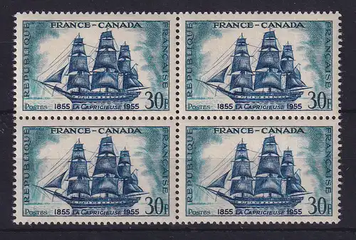 Frankreich 1955 Korvette Capricieuse Mi.-Nr. 1061 Viererblock postfrisch **