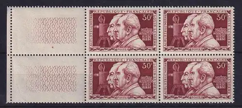 Frankreich 1955 Gebrüder Lumiére Mi.-Nr. 1059 li. Seitenrandviererblock **