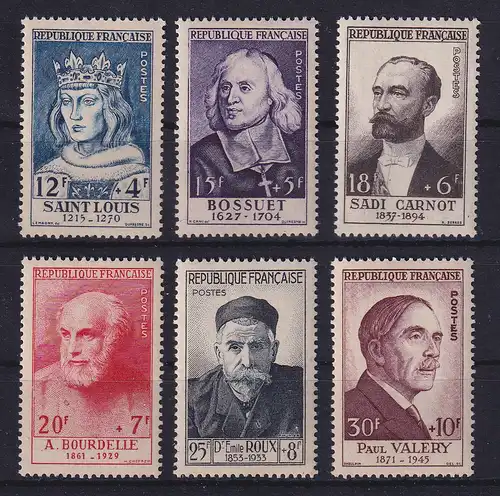 Frankreich 1954 Persönlichkeiten Mi.-Nr. 1015-1020 postfrisch **