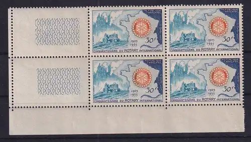 Frankreich 1955 Rotary International Mi.-Nr. 1035 Eckrandviererblock UL **