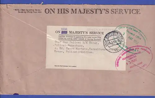 Britische Behördenkorrespondenz ON HIS / HER MAJESTY'S SERVICE Mai 1952